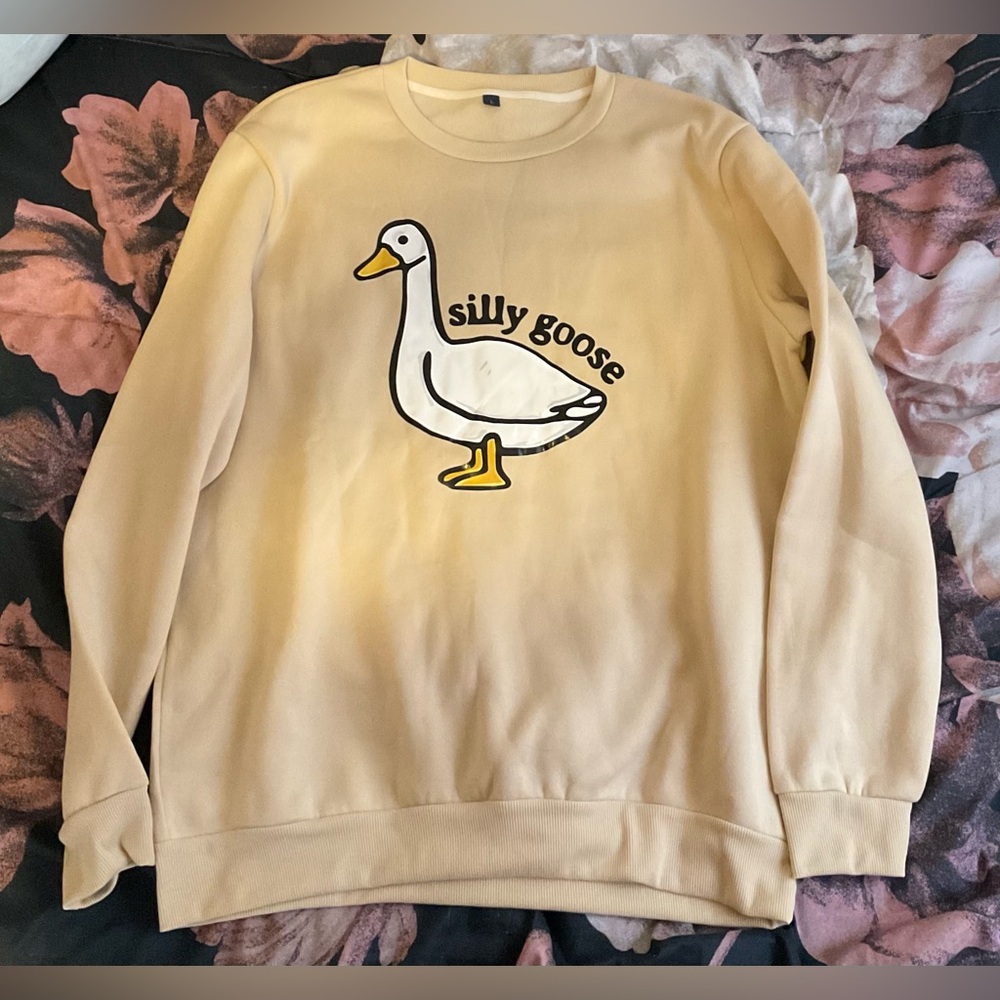 Tan silly goose graphic long sleeve